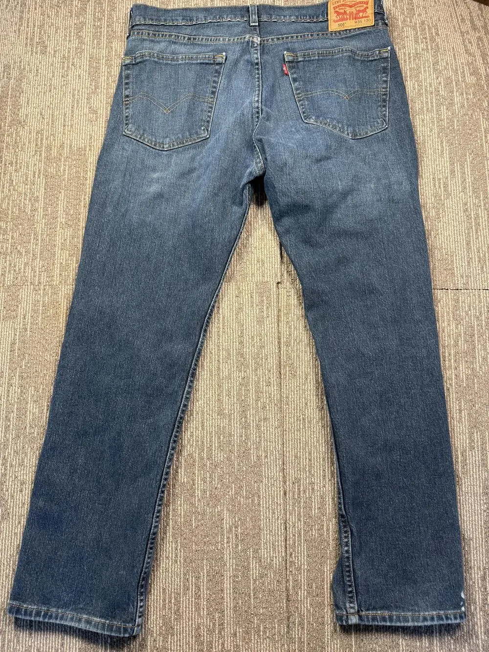 Levis 505 Jeans Mens 36x30 Blue Medium Wash Regular Fit Straight Denim Pants